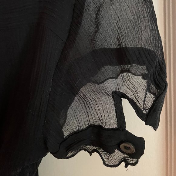 Dark Academia Sheer Short-Sleeved Blouse - Picture 3 of 4